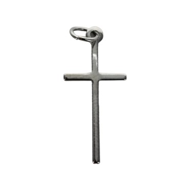 Croix de cou baton plaquee platine H. 2,3 cm.