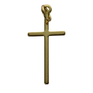 Croix de cou baton petit modele, doree superieur H. 2,3 cm.