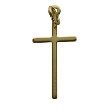 Croix de cou baton petit modele, doree superieur H. 2,3 cm.