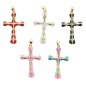 Croix de cou doree superieur emaillee, H. 3 cm. LOT DE 10 ASSORTIES