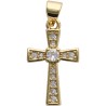 Croix de cou doree superieur avec zirconium H. 2 cm.