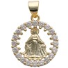 Pendentif dore superieur de la Vierge Miraculeuse avec zirconium. Ø 2 cm.