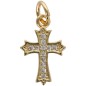 Croix de cou de forme baroque doree superieur avec zircons  H 1,4 cm