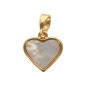 Pendentif en forme de cœur en laiton dore superieur avec coquille d eau douce, hauteur 1 cm