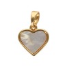 Pendentif en forme de cœur en laiton dore superieur avec coquille d eau douce, hauteur 1 cm