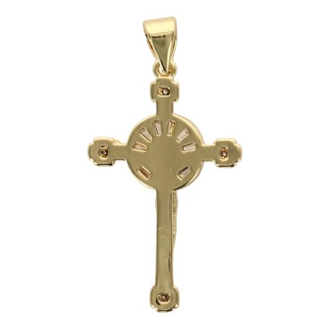 Croix de cou doree superieur en zirconium, avec Christ  H. 2,5 cm.