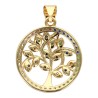 Pendentif de l arbre de vie bombe ajoure de couleur dore superieur avec zirconium Ø 1,9 cm