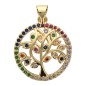 Pendentif de l arbre de vie bombe ajoure de couleur dore superieur avec zirconium Ø 1,9 cm