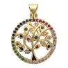 Pendentif de l arbre de vie bombe ajoure de couleur dore superieur avec zirconium Ø 1,9 cm