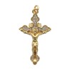 Croix de cou treflee doree superieure en zirconium, avec Christ, hauteur 3 cm