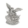 Plaque auto silhouette de saint Michel H. 4 cm en métal couleur argentée.