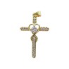 Croix de cou doree superieur au centre coeur avec zircon H. 3,3 cm.