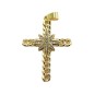 Croix de cou torsadee, doree superieur avec zircon au centre H. 3,5 cm.