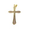 Croix de cou arrondie, doree superieur avec zircon H. 3,6 cm.