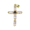 Croix de cou doree superieur avec zircon et centre noir H. 2,8 cm.