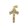 Croix de cou doree superieur avec christ et petit zircon sertie H. 3,0 cm.