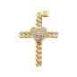 Croix de cou doree superieur au centre coeur avec zircon H. 3,5 cm.