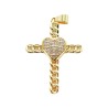 Croix de cou doree superieur au centre coeur avec zircon H. 3,5 cm.