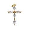 Croix de cou doree superieur avec zircon forme ovale H. 2,7 cm.