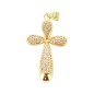 Croix de cou doree superieur forme trefle avec zircon H. 3,1 cm.