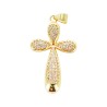 Croix de cou doree superieur forme trefle avec zircon H. 3,1 cm.