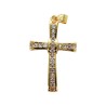 Croix de cou doree superieur avec noeud au centre et zircon H. 3,4 cm.
