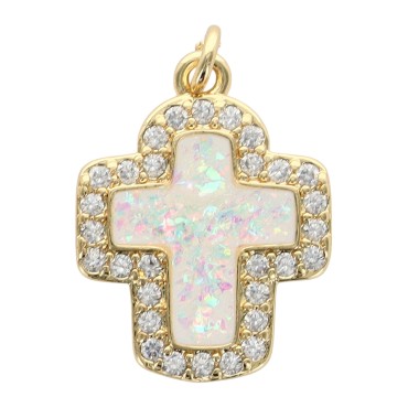 Croix de cou en laiton dore superieur avec strass hauteur, 1.6 cm. LOT DE 5 ASSORTIES.