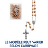 Chapelet en bois d olivier, chaine et croix avec Christ, grains Ø 6 mm. Livre en boite.