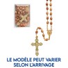 Chapelet en bois d'olivier, chaine et croix avec Christ, grains Ø 6 mm . Livré en boite.