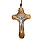 Croix de cou de saint Benoit en bois d' olivier, hauteur 5,7 cm avec cordon 65 cm.