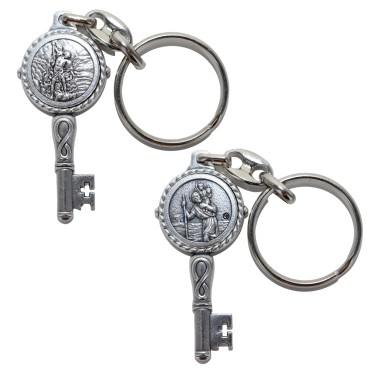 Porte-cles H. 5 cm en forme de cles. Plusieurs saints