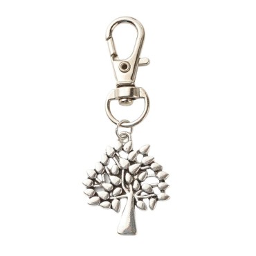 Porte-cles arbre de vie, avec fermoir mousqueton pivotant L. 6 cm.