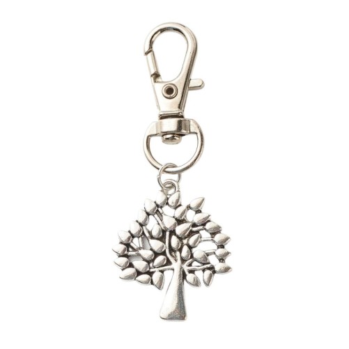 Porte-cles arbre de vie, avec fermoir mousqueton pivotant L. 6 cm.