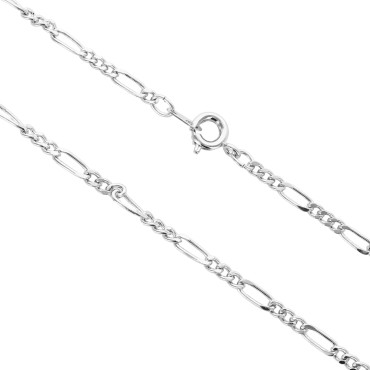 Chaine couleur argentee maille figaro Ø 3 mm, plusieurs longueurs.