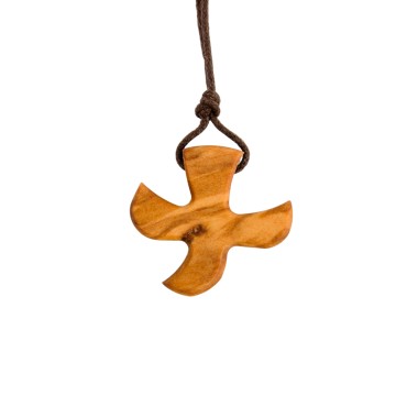 Croix de Taizé en bois d olivier H. 2,7 cm avec cordon 70 cm.