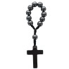 Dizainier sur corde avec grains ronds et croix en hématite Ø 7 mm.