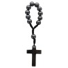 Dizainier sur corde avec grains ronds et croix en hématite Ø 7 mm.