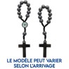 Dizainier sur corde avec grains ronds et croix en hématite Ø 7 mm.