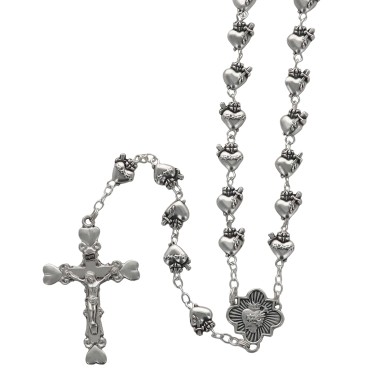 Chapelet métal de l'EX VOTO, grains Ø 8 mm sur chaine et croix avec Christ. Livré en boite.