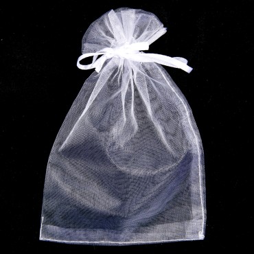 Pochette a chapelet nylon blanc H. 15 x 10 cm.