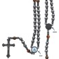 Chapelet sur élastique Grains en hématite et pater en œil de tigre Ø 6 mm. Longueur jusqu'au cœur 21 cm. Livré en boite.