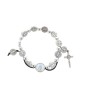 Bracelet dizainier sur élastique médaille de st Benoit et grains métal Ø 7 mm avec croix de st benoit et médaille résine VM