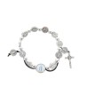 Bracelet dizainier sur élastique médaille de st Benoit et grains métal Ø 7 mm avec croix de st benoit et médaille résine VM