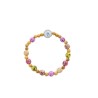 Bracelet sur élastique grains bois Ø 5 mm et grain bois tacheté Ø 5 mm avec médaille résine VM