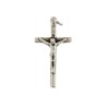Croix de cou bâton carrée en métal couleur argentée avec Christ H. 3,8 cm.