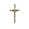 Croix de cou bâton carrée en métal couleur dorée avec Christ H. 3,8 cm.