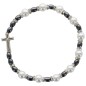 Bracelet dizainier sur élastique, grains en hématite et nacres avec strass ø 6 mm avec croix