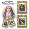 Scapulaire en tissus des 7 douleurs avec explications H. 4,5 x 5 cm. Livre en sachet individuel.