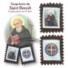 Scapulaire en tissus de saint Benoit avec explication H. 4,5 x 5 cm. Livre en sachet individuel.