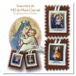 Scapulaire de ND du Mont Carmel en tissus avec explication H. 5 x 4,5 cm cordon blanc.Sachet individuel.